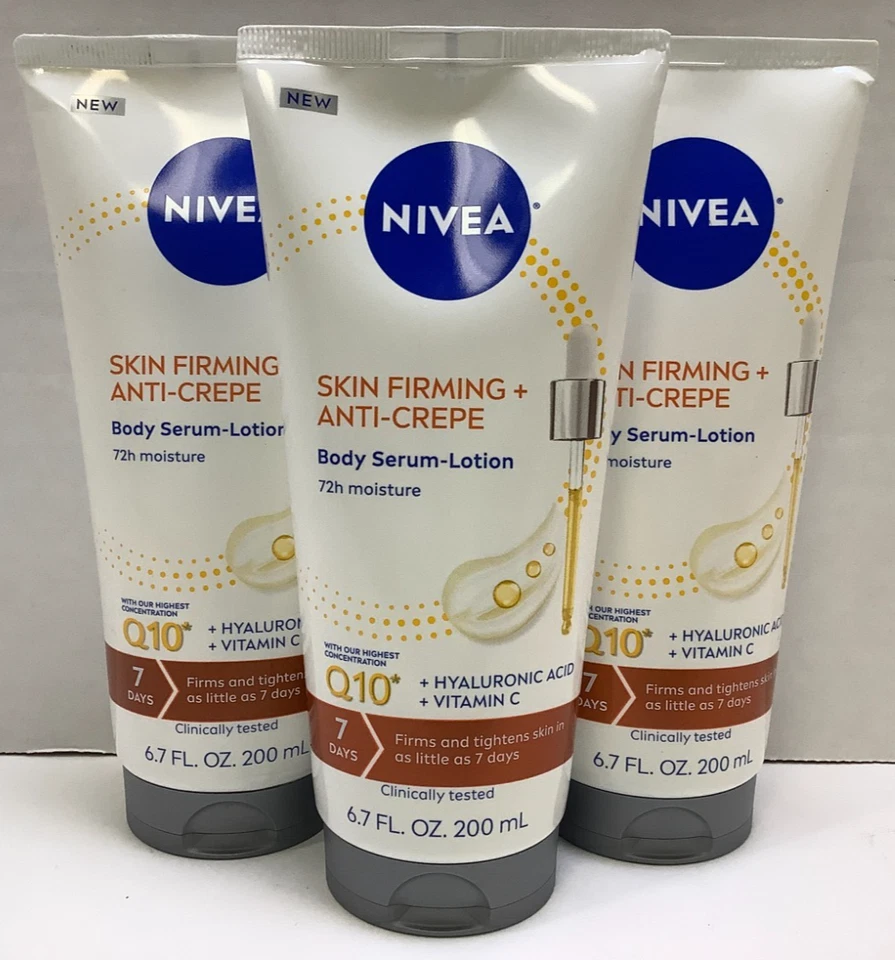 NIVEA Suero Reafirmante para la Piel + Loción Corporal Anti-Crepe Q10, 6.7oz, Paquete de 3 Foto 1 de 3