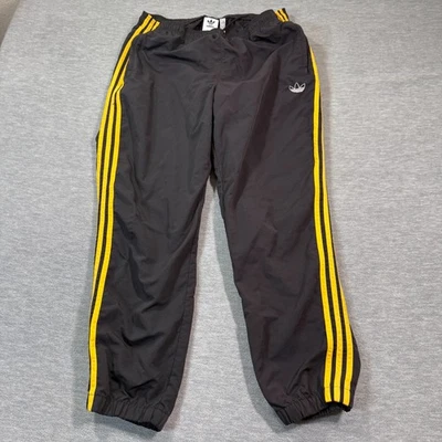Adidas Pantalones Hombres XL Negro Amarillo Trifolio Nylon Pista Joggers Retro 3 Rayas Foto 1 de 4