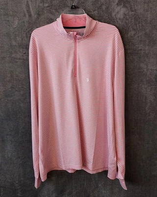 Pulôver Polo Ralph Lauren masculino listrado 2XL jersey 1/4 zíper desempenho novo com etiquetas $110 - Imagem 1 de 4