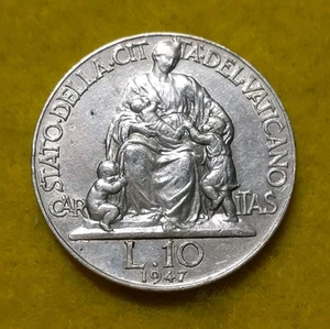 VATICANO 10 LIRE 1947 PIO XII° FDC ITALMA - Foto 1 di 4