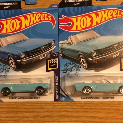Ford Mustang 2020 59 65 convertible Hot Wheels raro azul oscuro variación de tarjeta 2 piezas Foto 1 de 4