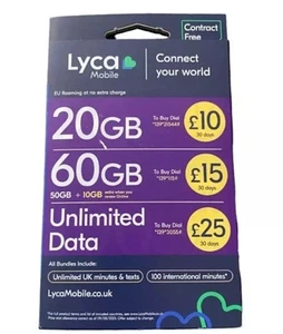 LYCAMOBILE SIM CARDS - Includes Standard/Micro/Nano SIM. - Picture 1 of 5