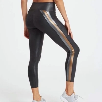 Leggings Spanx Metálicos a Rayas Cuero Sintético M Foto 1 de 4