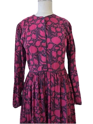 Vestido Laura Ashley Vintage Años 80 Talla 12 Rojo Floral Pradera Cottagecore Hecho en Reino Unido Foto 1 de 4