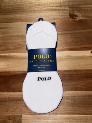 Meias Polo Ralph Lauren Salto Antiderrapante Tamanho 10-13 Branco 3 Pares Forros de Vestido Novo com etiquetas - Imagem 1 de 4