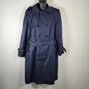 Vintage Henley Overcoat Mens 40 R Navy Blue Double Breasted Lined Formal Office  - Imagen 1 de 13