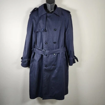 Vintage Henley Overcoat Mens 40 R Navy Blue Double Breasted Lined Formal Office  - Image 1 of 4