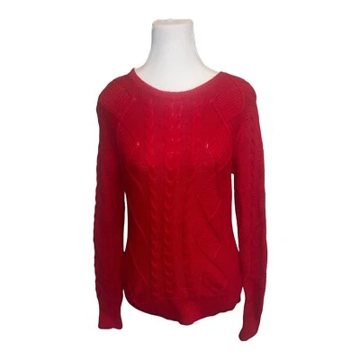 Pendleton Women's Sweater Red Cashmere Cotton Sweatshirt Long Sleeve Cable Small - Image 1 of 4