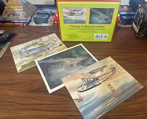1997 Vintage Airliners Card Set 9 Note Cards And 9 Envelopes Aviation Airplane - Imagen 1 de 3