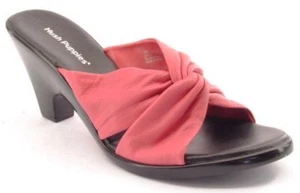 New HUSH PUPPIES Women Leather Wedge Heel Open Toe Sandal Slide Shoe Sz 10 M - Picture 1 of 1
