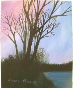 Pintura al óleo original sobre lienzo - Artist Direct - Twilight Silouette - 8"x10" - Imagen 1 de 1