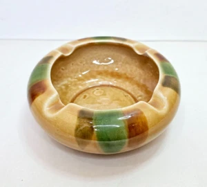 Vintage Brush Glaze Brown & Green Pottery Ashtray Bowl McCoy? Mid-Century Groovy - Picture 1 of 9