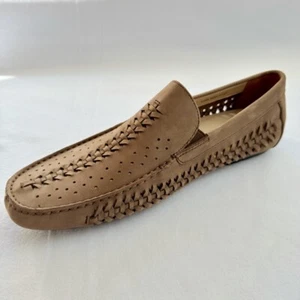 Florsheim Cooper Mens Leather Shoes Tan UK Size 7 Woven Driver Cushioned Loafers - Picture 1 of 20