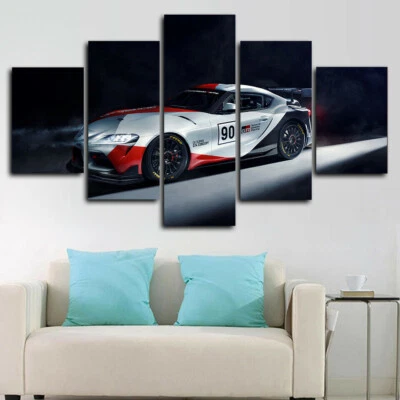 Cartel arte pared impresión lienzo 5 paneles Toyota GR Supra GT4 Super Car decoración del hogar Foto 1 de 4