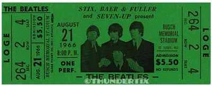5 1966 BEATLES BUSCH STADIUM UNUSED FULL CONCERT TICKETS scrapbooking reprint - Picture 1 of 5