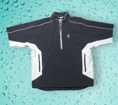 Footjoy DryJoys Tour Collection 1/2 拉链高尔夫雨套衫男式大号牙线 — 第 1/4 张图片