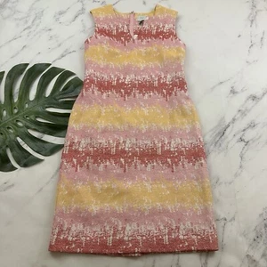 HD in Paris Anthropologie Jacquard Sheath Dress Size 10 Pink Red Texture Stripe - Picture 1 of 10