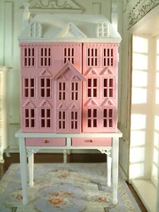 Pink White Elegant Castle Cabinet 1/12 Scale Dollhouse Furniture High Quality - Picture 1 of 4