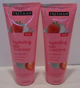 2 X Freeman Hydrating Body Sugar Scrub STRAWBERRY MILK 6 fl. oz. (Each) - Picture 1 of 3