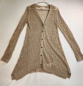 Michael Michael Kors Womens Duster Cardigan Sweater Loose Knit Tan Size Small - Picture 1 of 22