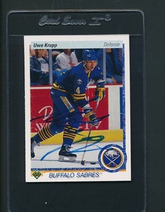 1990/91 Upper Deck #187 Uwe Krupp Sabres Signed Auto *B1797