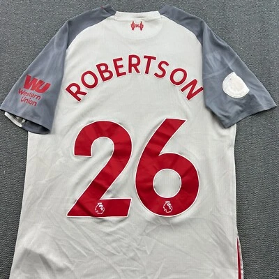 Camiseta de fútbol para hombre Liverpool 2018 2019 Third Robertson #26 pequeña New Balance Foto 1 de 4
