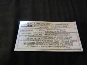 1970 FORD GALAXIE LTD XL CUSTOM 500 COUNTRY SQUIRE 429 2V EMISSIONS DECAL D0AEAN - Picture 1 of 1