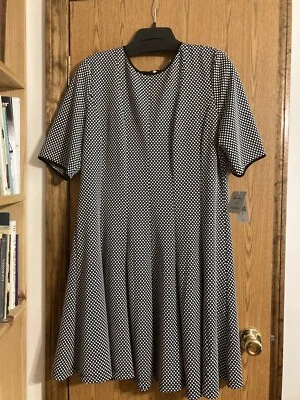 Vestido Danny & Nicole Negro con Lunares Blancos Ajuste y Acampanado 18 Nuevo con Etiquetas Foto 1 de 4