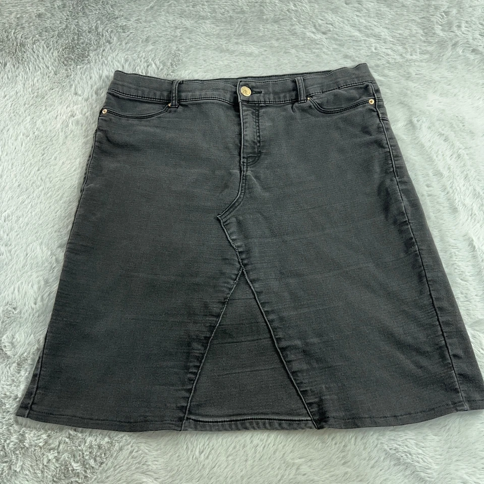 Juicy Couture Skirt Womens 16 Black Stretch Faded Comfort Denim Patchwork Y2K - Image 1 of 4