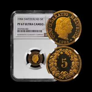 SWITZERLAND. 1984, 5 Rappen - NGC PF67 - Libertas, Alpine Rose RARE - Picture 1 of 5