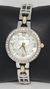 Ladies Kim Rogers Beautiful Silver Gold Tone Rhinestone Link Bracelet Watch C5 - Picture 1 of 8