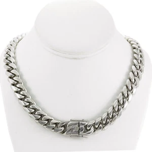 ANTI-TARNISH Cuban Miami Link 18" CHOKER Chain High Polish Stainless Steel 14mm - Picture 1 of 2