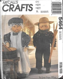 McCall's  #5464 Grandma & Grandpa Dolls w/Clothes 33" UNCUT - Faye Wine - Picture 1 of 2
