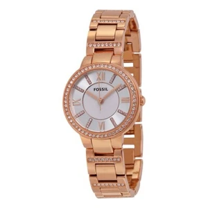 Fossil Ladies Virginia Silver Dial Rose Gold-tone Watch - ES3284 NEW - Picture 1 of 4