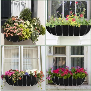 3x Felt Trough Planter Liners Black Non-Woven Window Hanging Plant Basket Liner - Picture 1 of 8