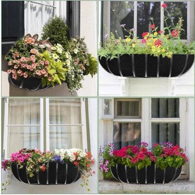 3x Felt Trough Planter Liners Black Non-Woven Window Hanging Plant Basket Liner - Image 1 of 4