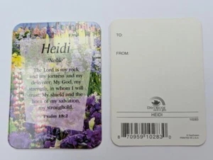 Tarjeta de significado de nombre de recuerdo Heidi "Noble" con verso - Imagen 1 de 2