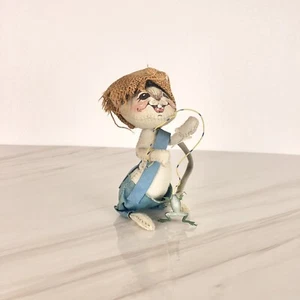 Annalee Fishing Mouse with Frog on Line, MISSING Pole 6” 1965 - Picture 1 of 7