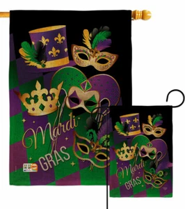 Mardi Gras Burlap Gardn Flag Springtime Decorative Small Gift Yard House Banner - Picture 1 of 19