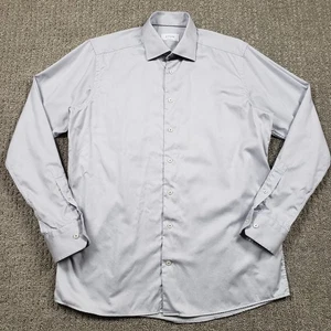 Camisa de vestir Eton contemporánea azul 100 % algodón talla 16 1/2/42 sarga exclusiva - Imagen 1 de 11