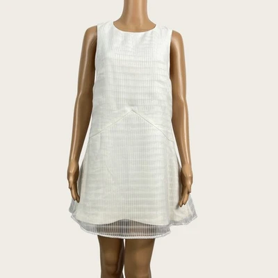 NOVO Mini Vestido Curto Finders Keepers PEQUENO Branco Xadrez Transparente Linha A Fit & Flare - Imagem 1 de 4