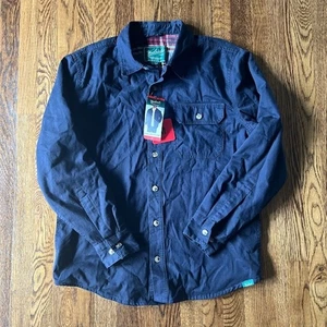 NWT Woolrich Green Label Flannel Lined Shirt Jacket Mens M Navy Blue Button Up - Picture 1 of 10