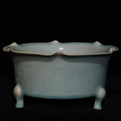 Quemador de incienso de tres pies de porcelana horno ru de porcelana dinastía China Song de 7,5" Foto 1 de 4