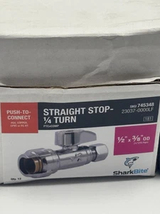 (12) SharkBite 1/2" x 3/8" Außendurchmesser Comp gerader Anschlag 1/4 Umdrehung Neu Box von 12 - Bild 1 von 3
