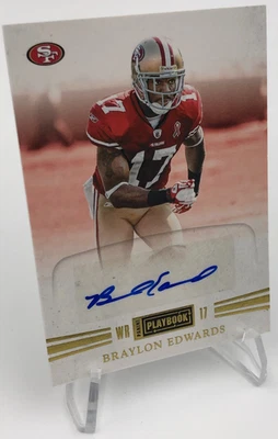 Tarjeta Auto Braylon Edwards 2012 Panini Playbook Raro/25 Firmado 49ERs Michigan Foto 1 de 4