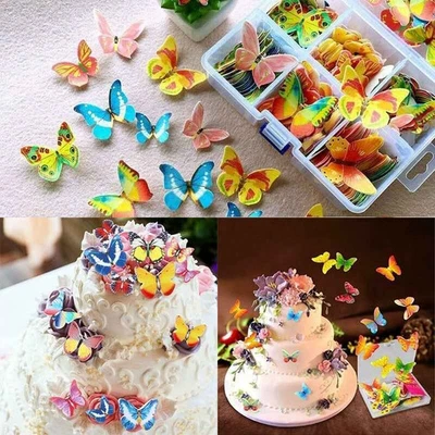 Decoración de Pasteles 40 Piezas Mezclados Mariposa Cupcakes Toppers Decoración Oblea Arroz Comestible Foto 1 de 4
