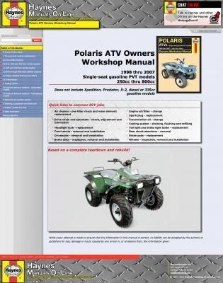 Manual de reparación Haynes para vehículo todo terreno Polaris Magnum 500 RMK 2002 Foto 1 de 2