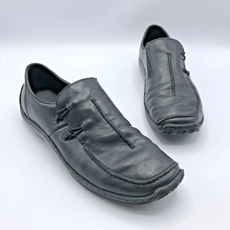 Zapato plano sin cordones Rieker Antistress para mujer de cuero negro talla 9,5 usado Foto 1 de 4
