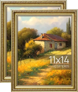 Upsimples 11X14 Picture Frame with Real Glass, Ornate Vintage 11 X 14 Photo Fram - Picture 1 of 12