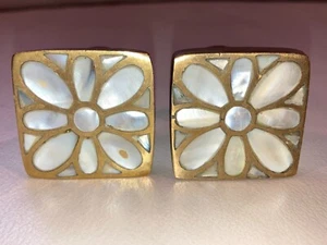 Comò quadrato pomelli cassettiera finitura ottone madreperla 1,5 pollici finitura ottone - Foto 1 di 5